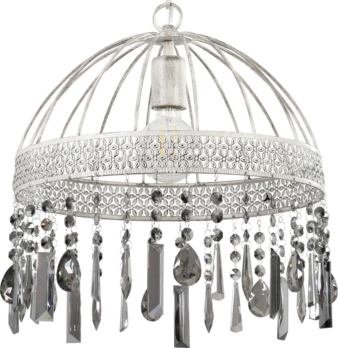 Eglo Steeleville Hanglamp E27 - Ø35cm - Wit/Zilver
