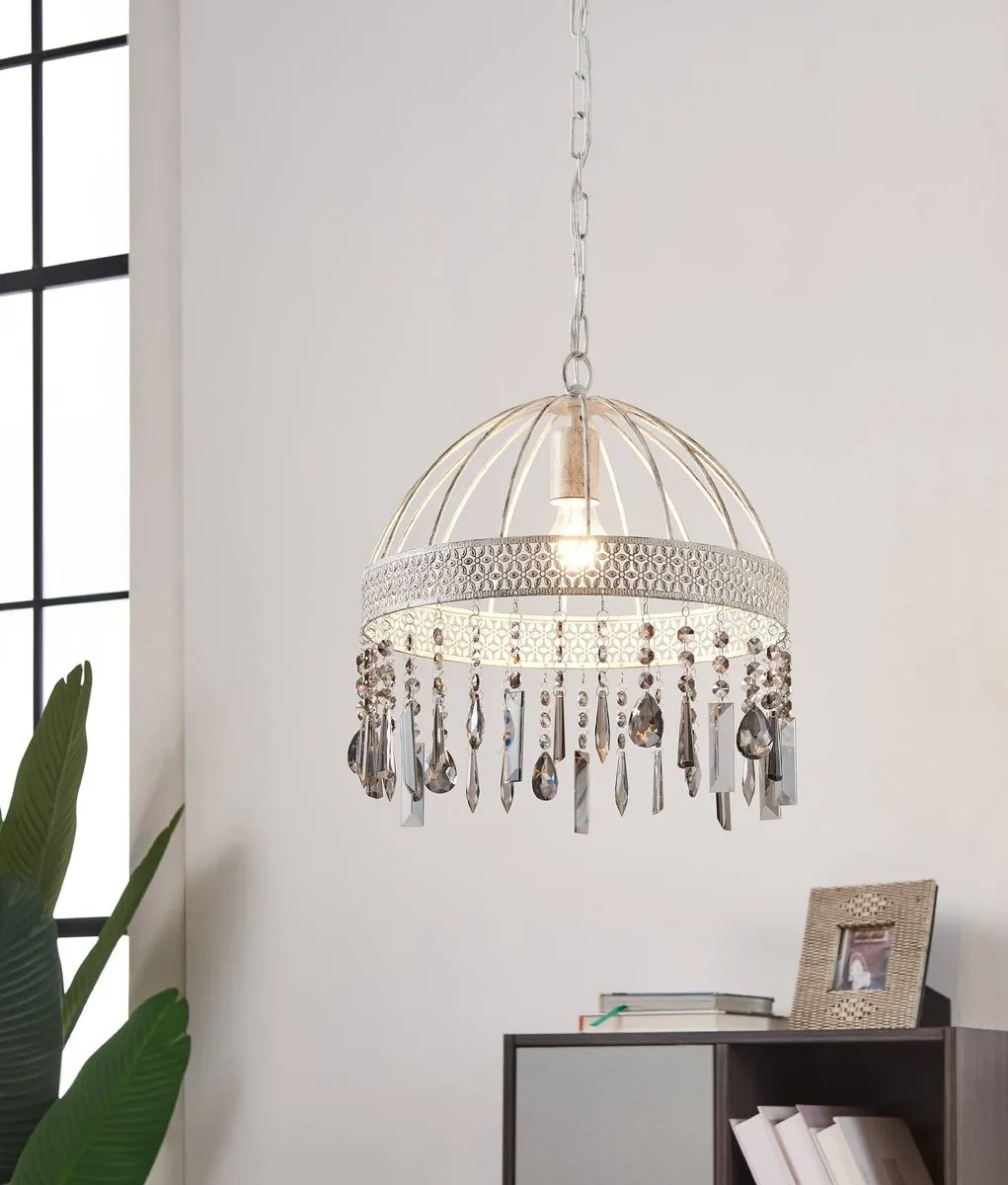 Eglo Steeleville Hanglamp E27 - Ø35cm - Wit/Zilver