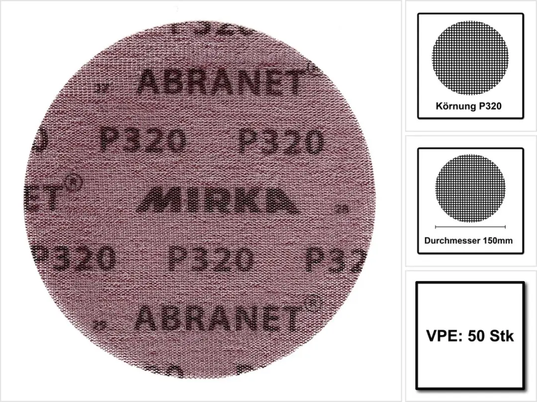 Mirka Abranet Schuurschijven 150mm P320 - 50 Stuks