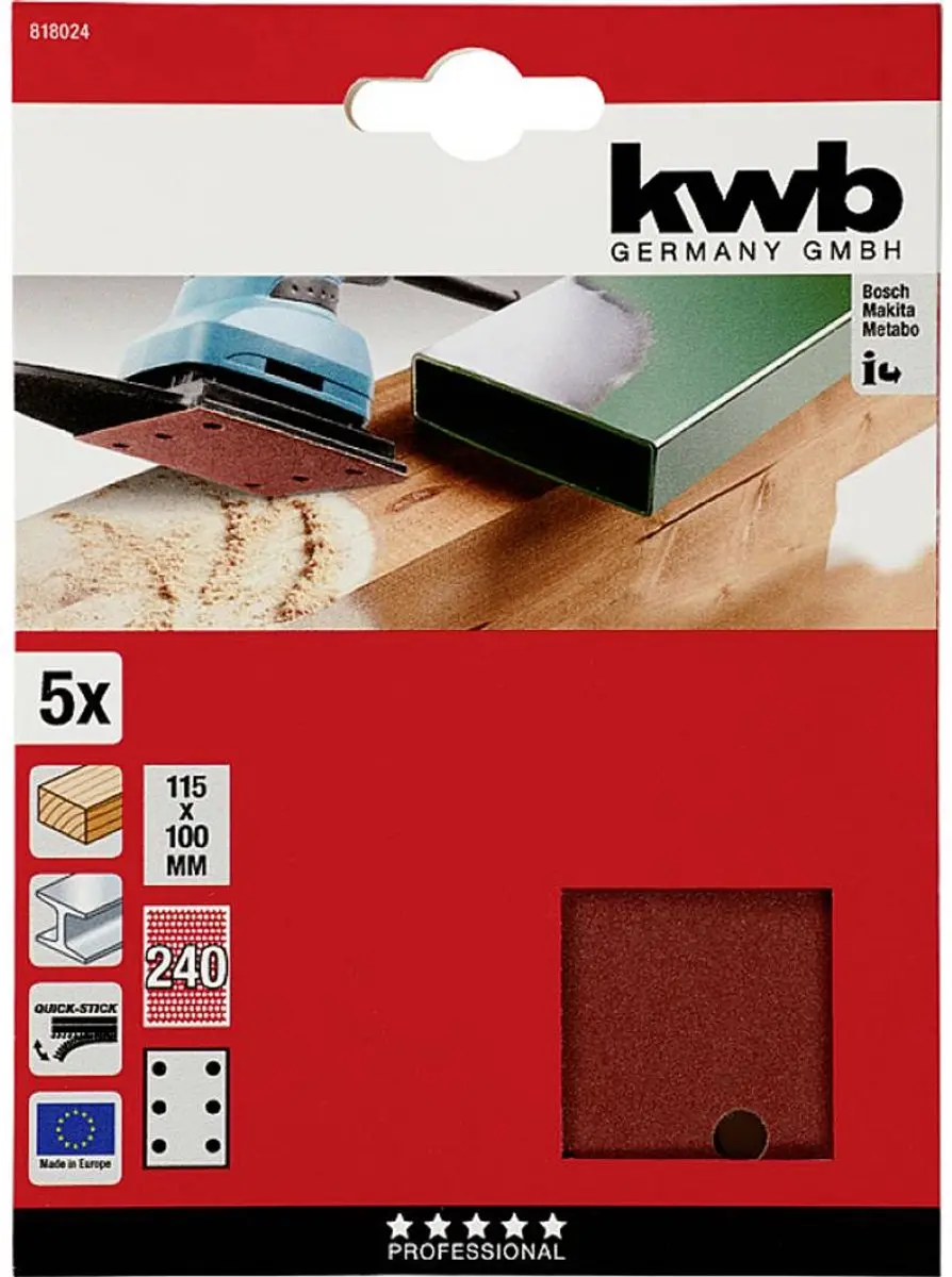 KWB Schuurstrook Geperforeerd 115x100mm - 5 Stuks