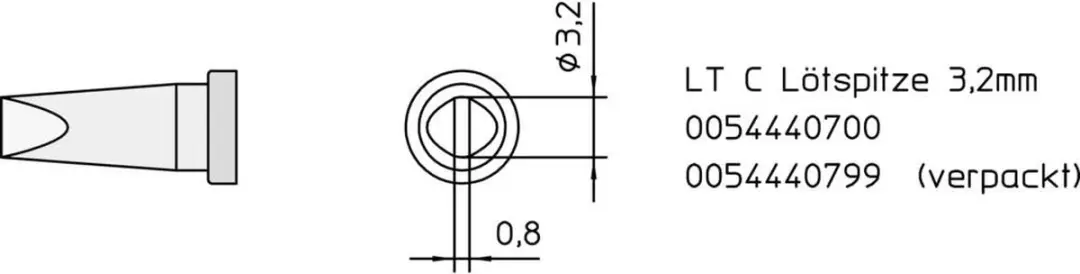 Weller LT-C T0054440799 Soldeerpunt Beitelvorm 3.2mm