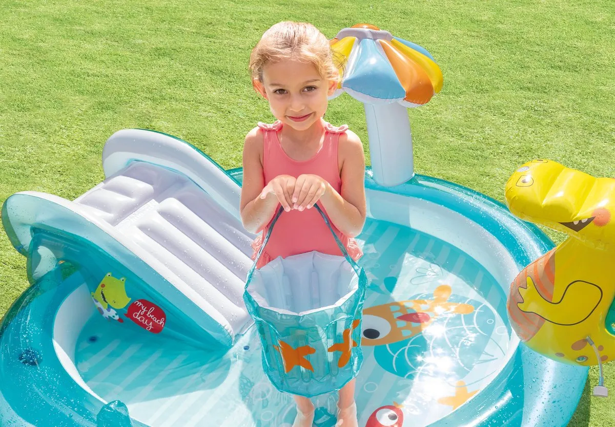 Intex Gator Play Center Opblaaszwembad 201x170cm - Blauw