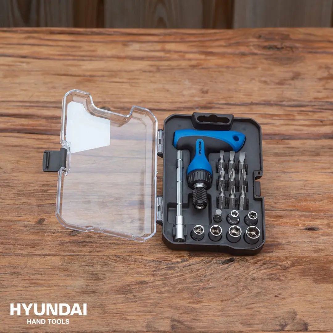Hyundai Dop- en bitsset 18-delig 65315 - Blauw/Zwart