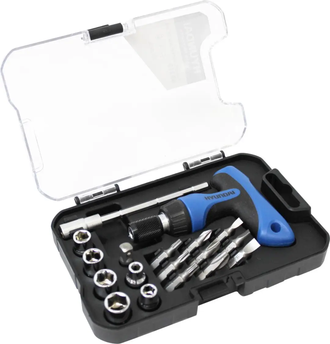 Hyundai Dop- en bitsset 18-delig 65315 - Blauw/Zwart
