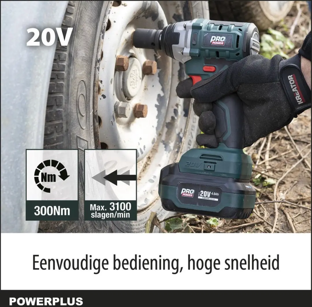 Powerplus POWPB10600 Slagmoersleutel 20V - 3100 Slagen/min