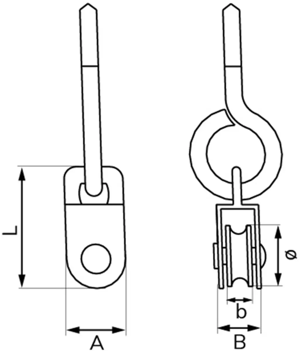 Dulimex Katrol 15mm RVS & Nylon - 5mm Kabel - Ø100mm As