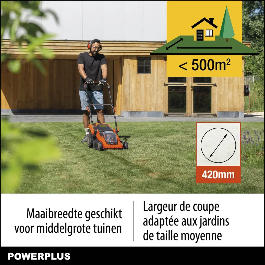 Powerplus Dual Power POWDPG75610 Accu-Grasmaaier 420mm - 50L Opvangbak