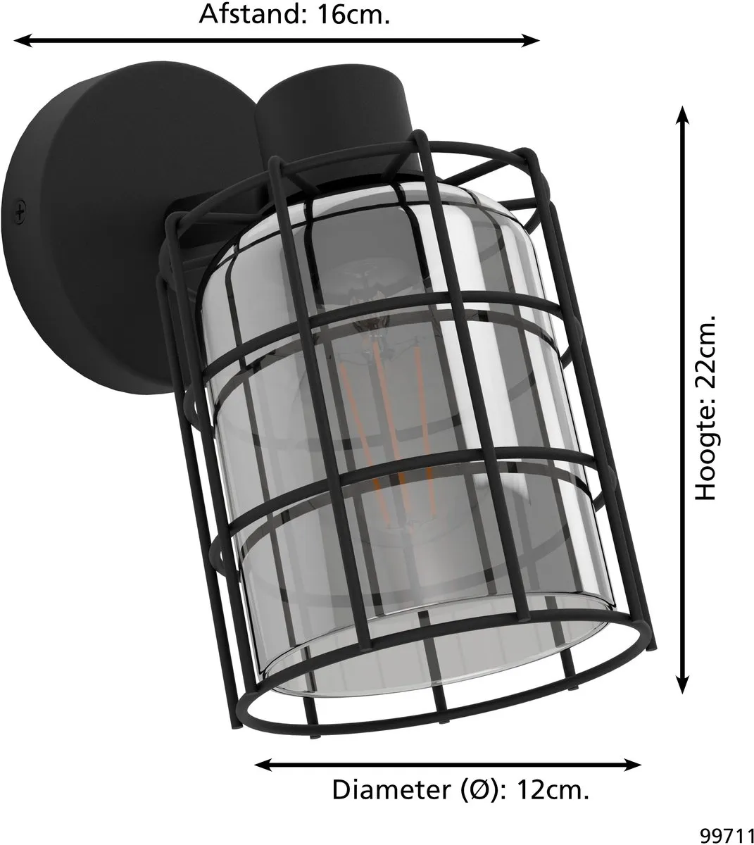 Eglo Consaca Opbouwspot E27 - 12cm - Zwart