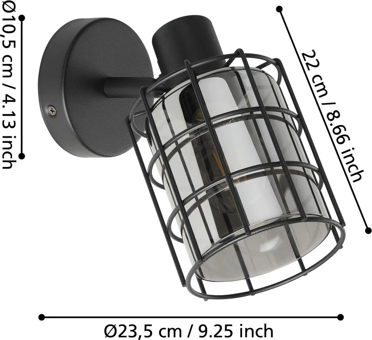 Eglo Consaca Opbouwspot E27 - 12cm - Zwart - afbeelding 6 van 6