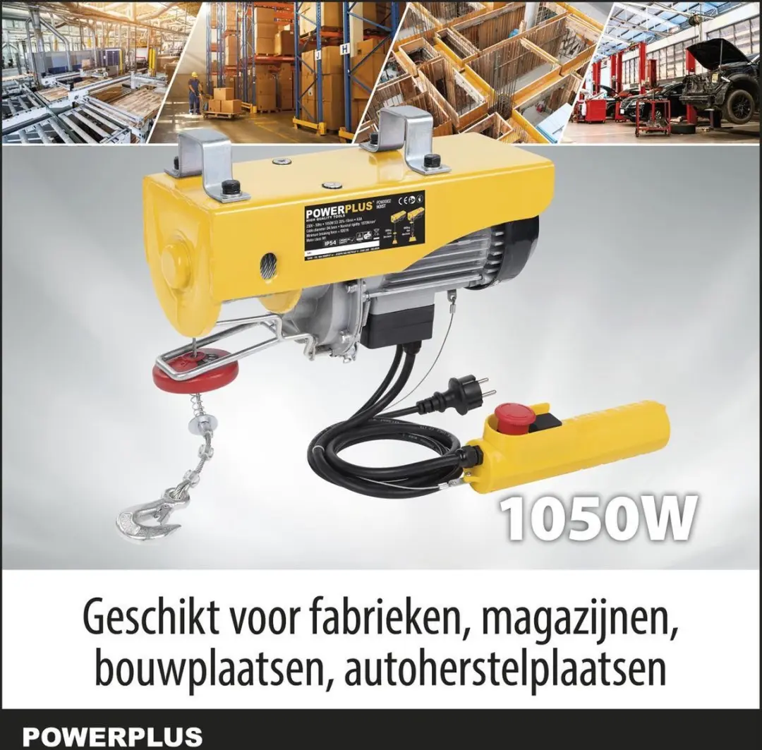 Powerplus POWX902 Elektrische Kabeltakel 1050W - 600kg - 12m