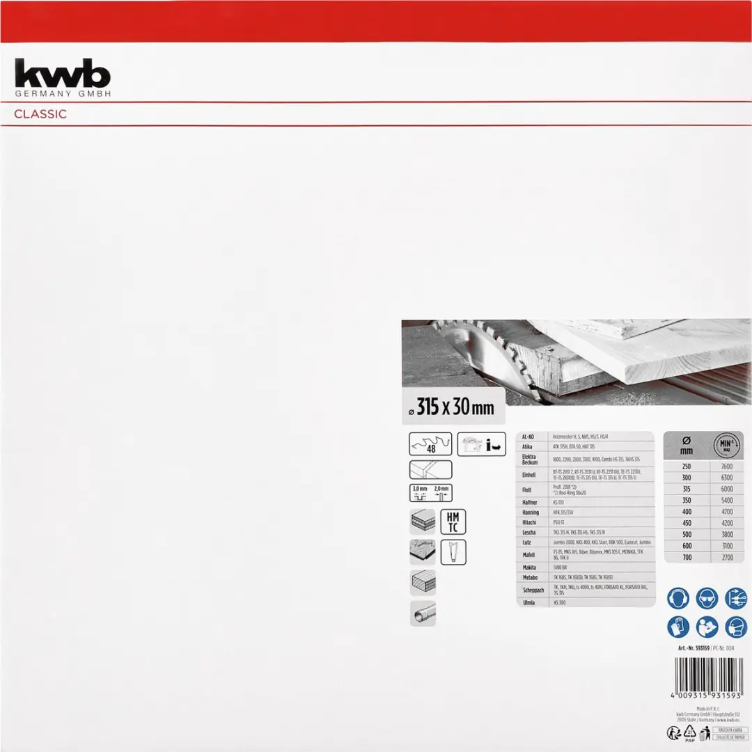 KWB Constructie Cirkelzaagblad 315mm Z-48 Tanden - 30mm As
