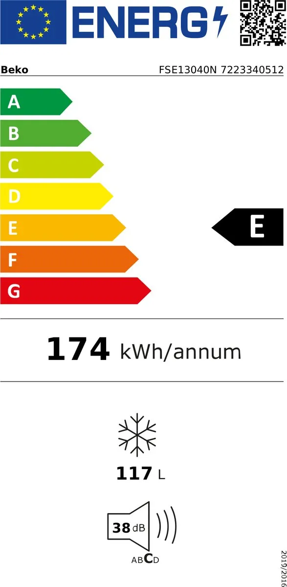 Beko FSE13040N Vrieskast - 117L Wit