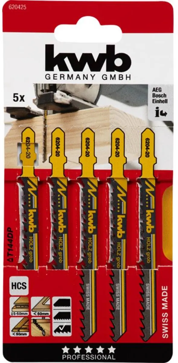 KWB Decoupeerzaagblad Hout 620425 - 5 Stuks