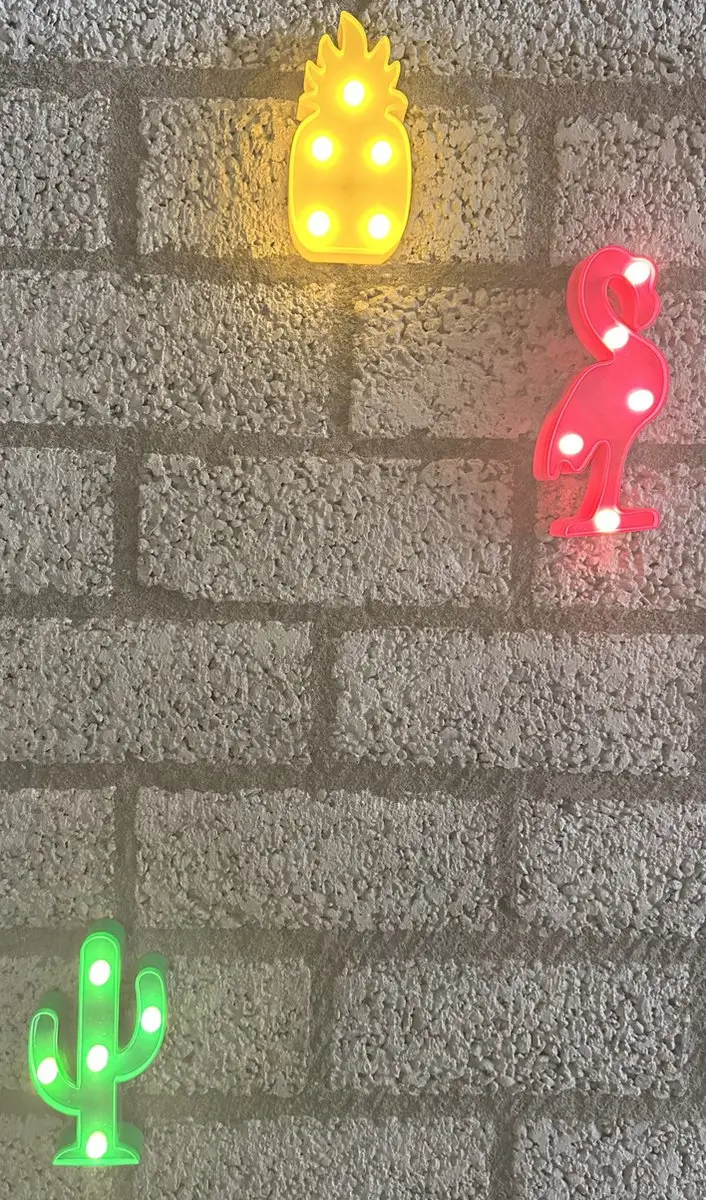 Impuls Decoratieve LED Lampjes Flamingo/Ananas & Cactus - 3 Stuks - Meerkleurig