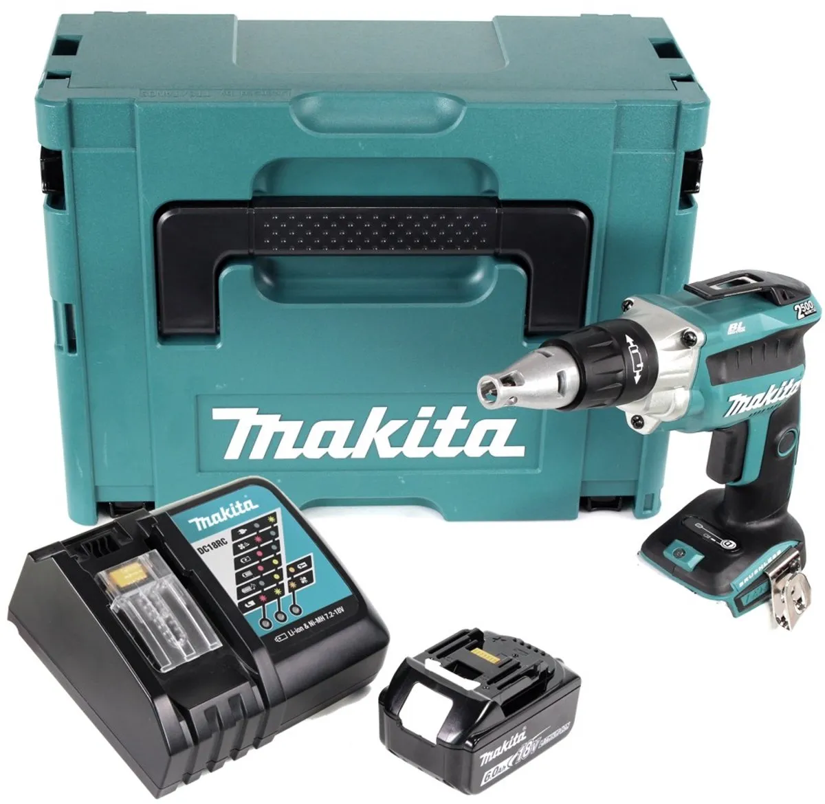 Makita DFS250RG1J Droge montagebouwschroevendraaier 18V - 6.0Ah - met accu & lader