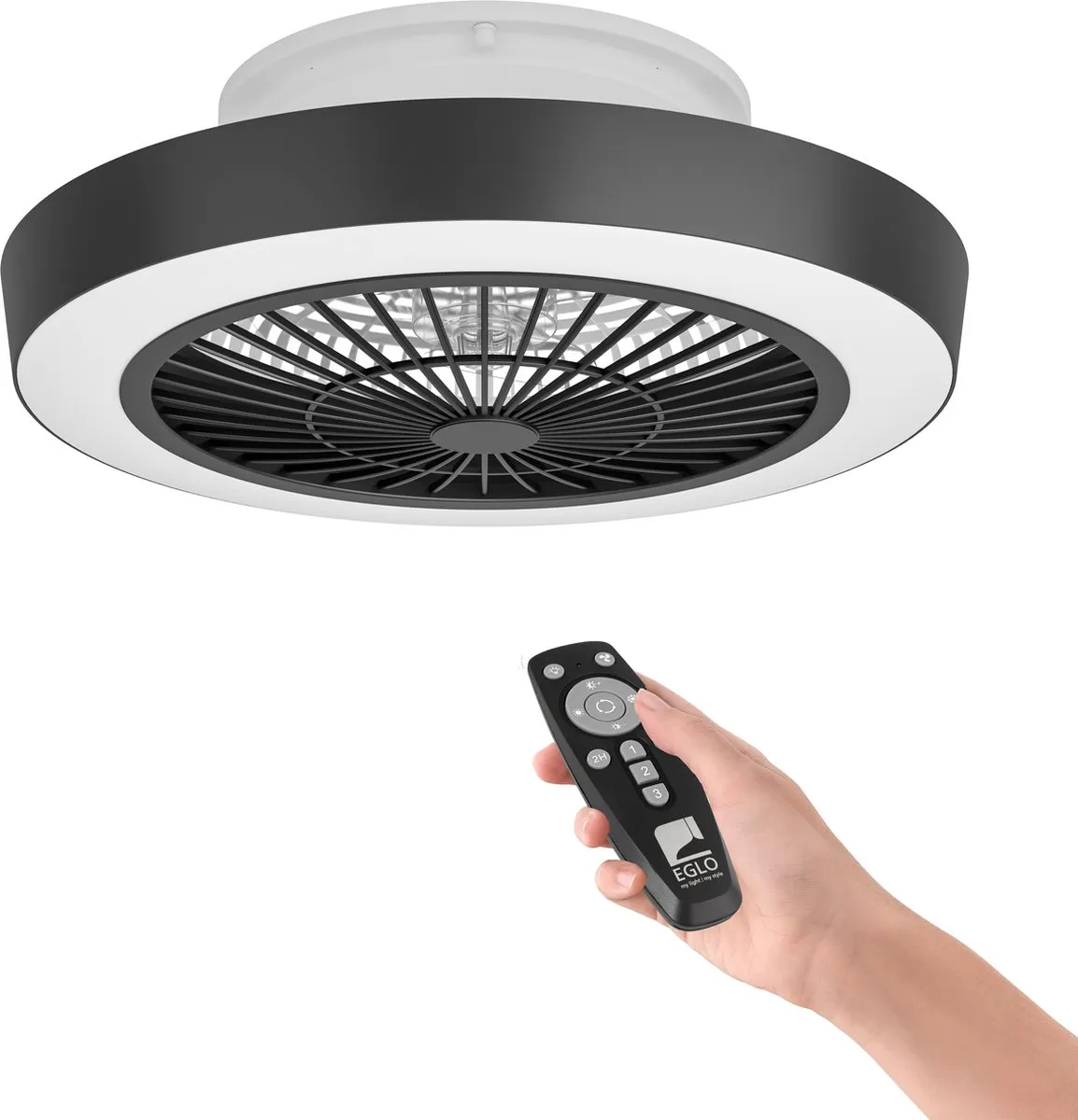 Eglo Sazan Plafondlamp met Ventilator 54,8cm - Wit/Zwart