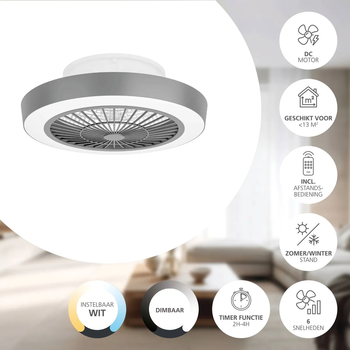 Eglo Sazan Plafondlamp met Ventilator 54,8cm - Wit/Zwart - afbeelding 6 van 6