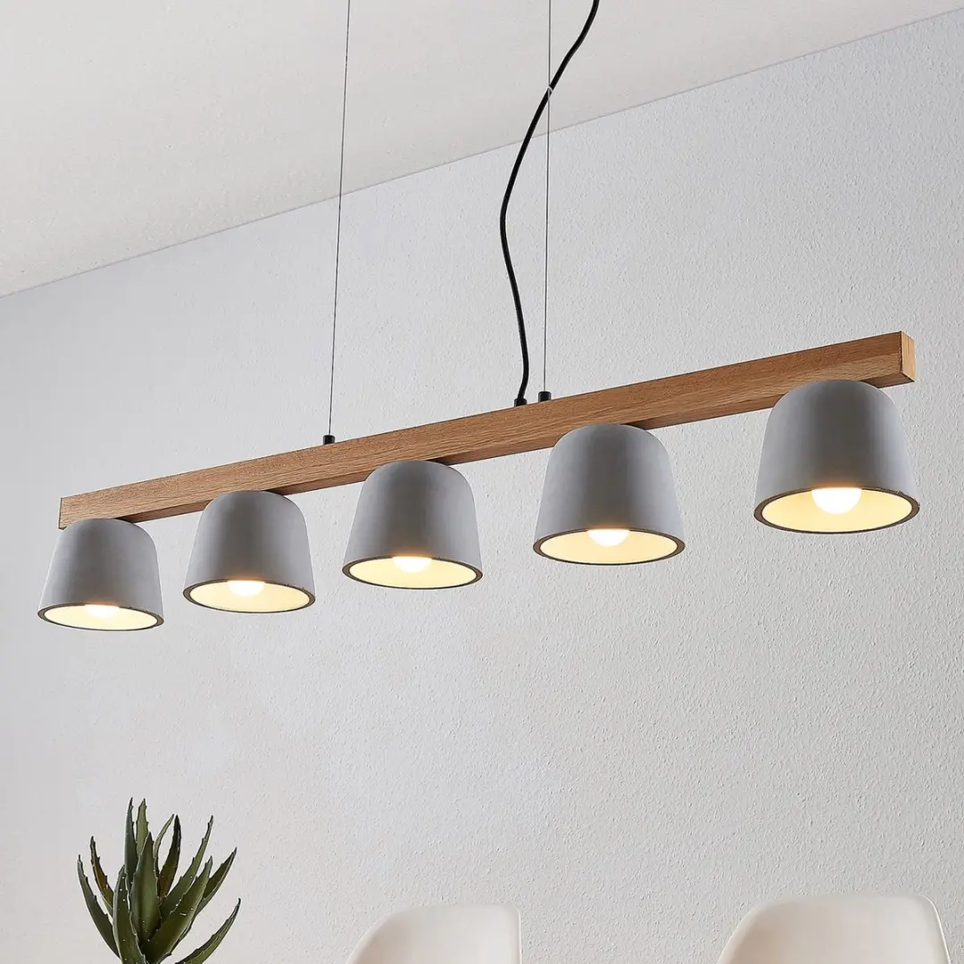 Lucande Hanglamp 5-Lichts Beton/Hout/Metalen