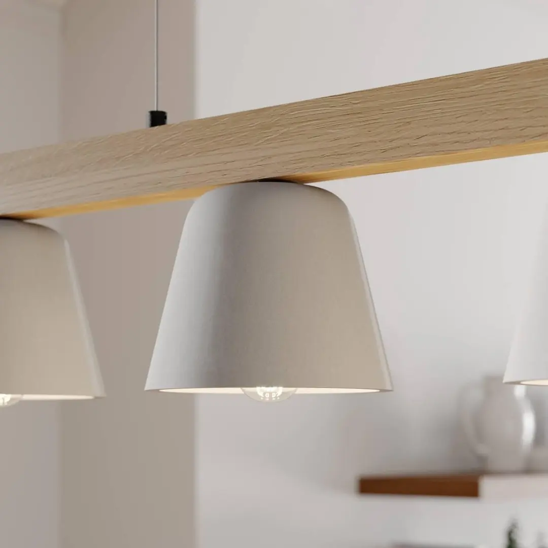 Lucande Hanglamp 5-Lichts Beton/Hout/Metalen - Grijs Licht Eiken