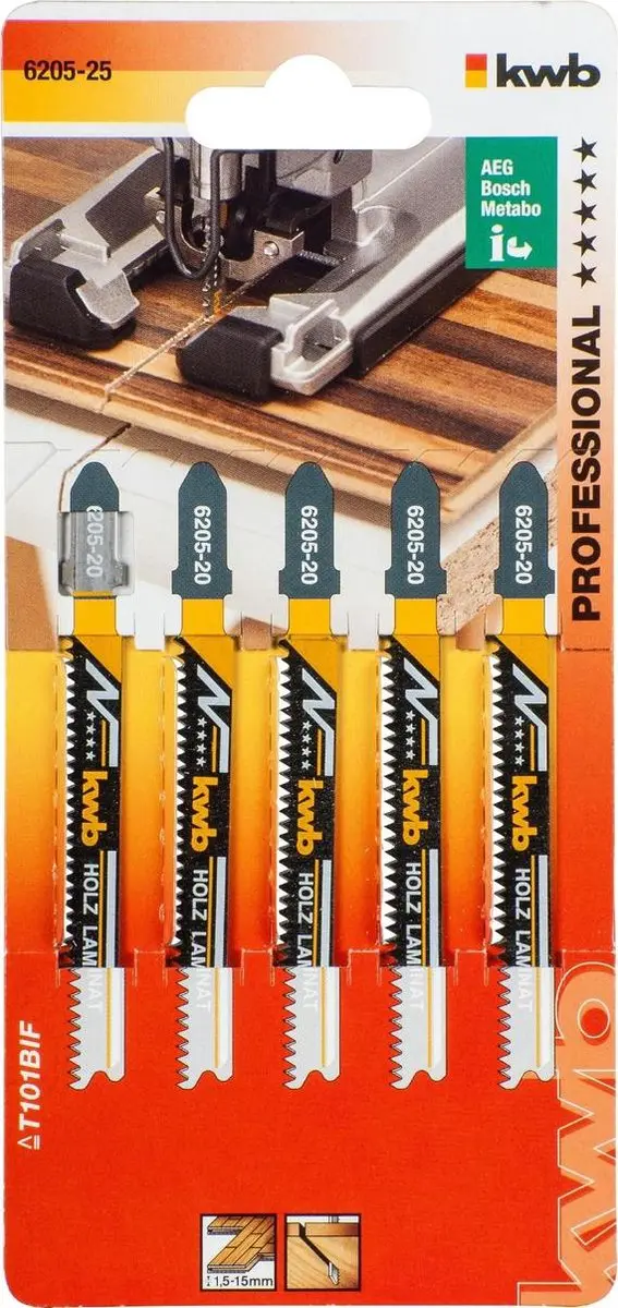 KWB Decoupeerzaagblad T-schacht Hout Star 83mm - 5 Stuks - afbeelding 6 van 6