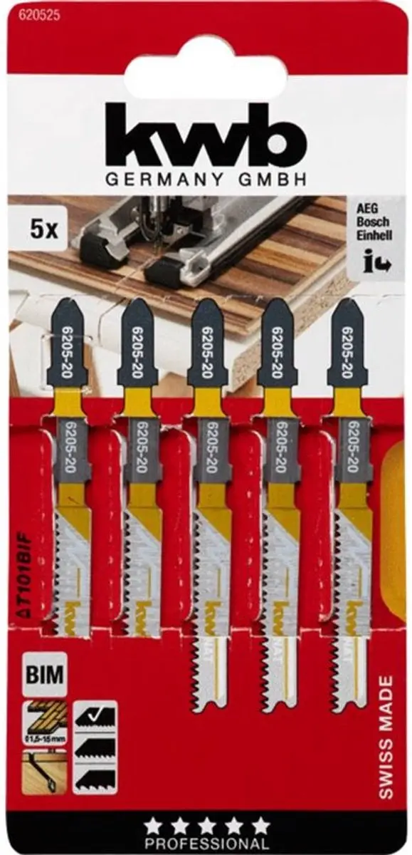 KWB Decoupeerzaagblad T-schacht Hout Star 83mm - 5 Stuks