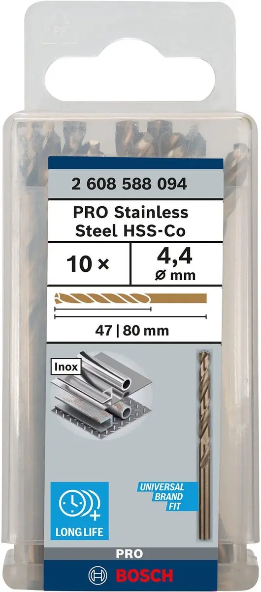 Bosch PRO HSS-Co Boormachine 4,4x47x80mm - Roestvrij staal