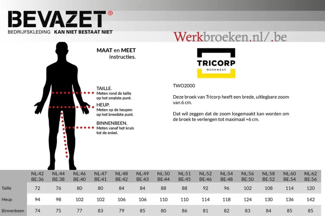 Tricorp Werkbroek 502010 - Maat 48 - Navy