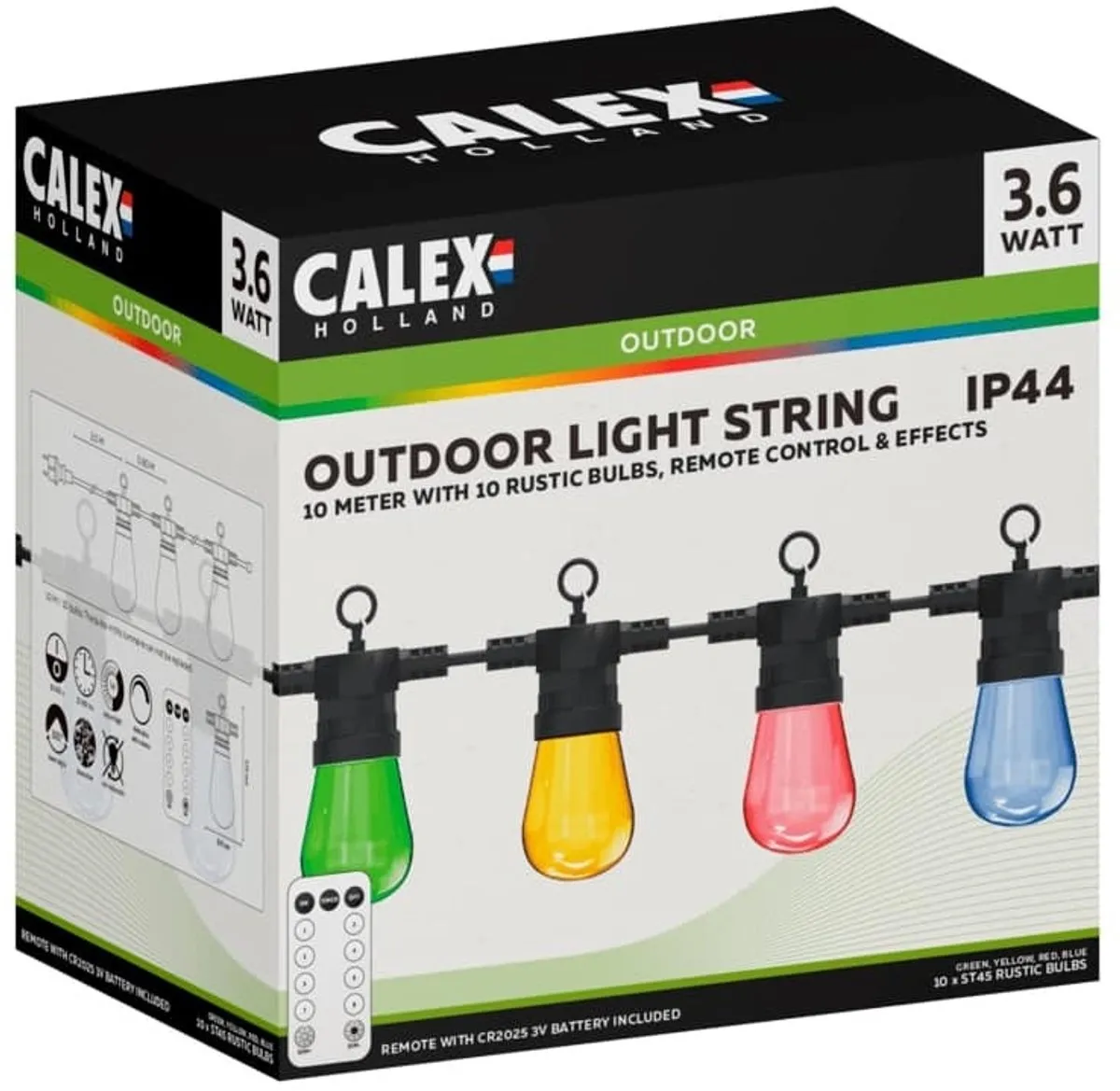 Calex Lichtsnoer 10m Tuinverlichting - 10 Lichtpunten - Multicolor - afbeelding 6 van 6
