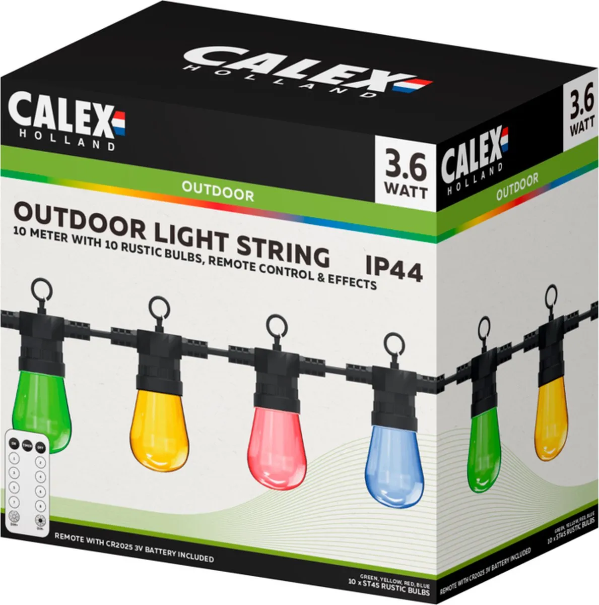 Calex Lichtsnoer 10m Tuinverlichting - 10 Lichtpunten - Multicolor