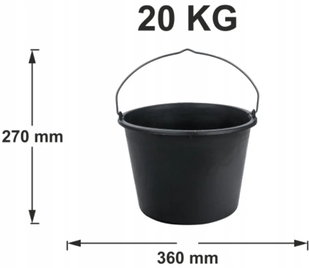 Gripline Bouwemmer 20L - Zwart