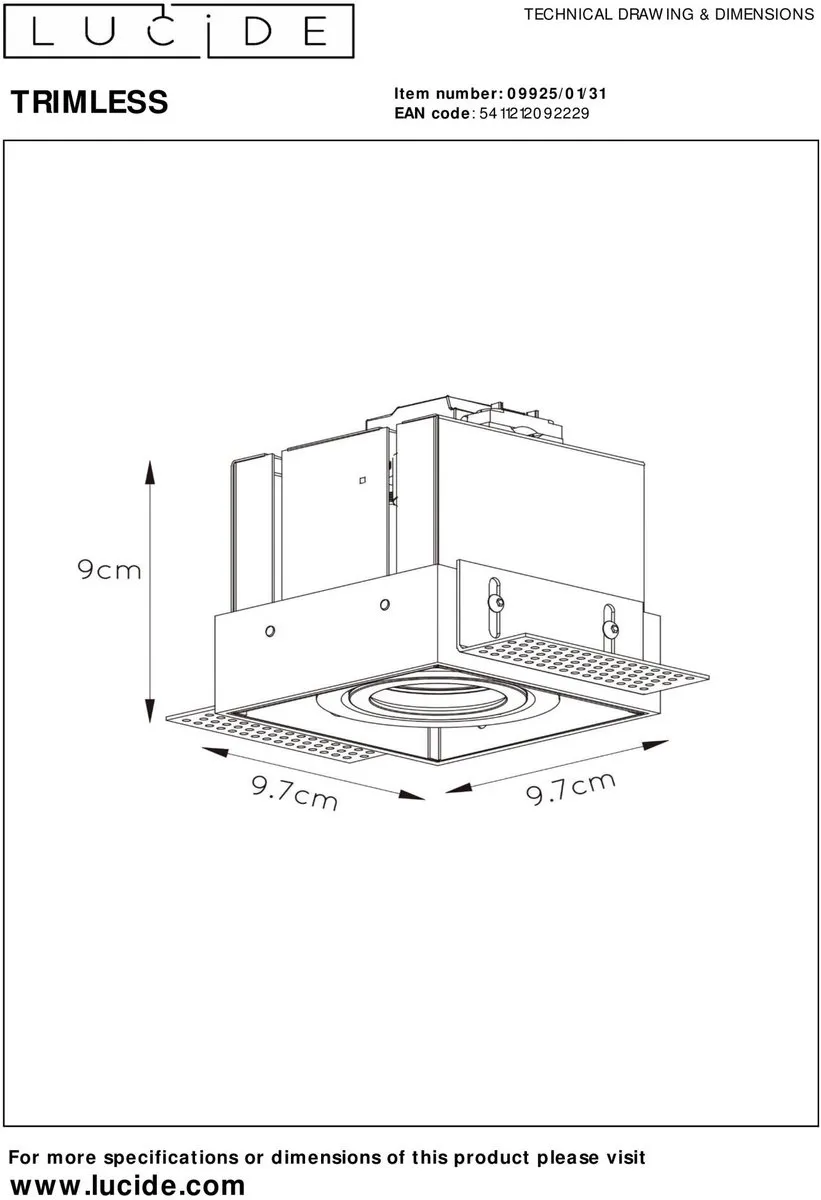 Lucide Trimless Inbouwspot GU10 - Wit