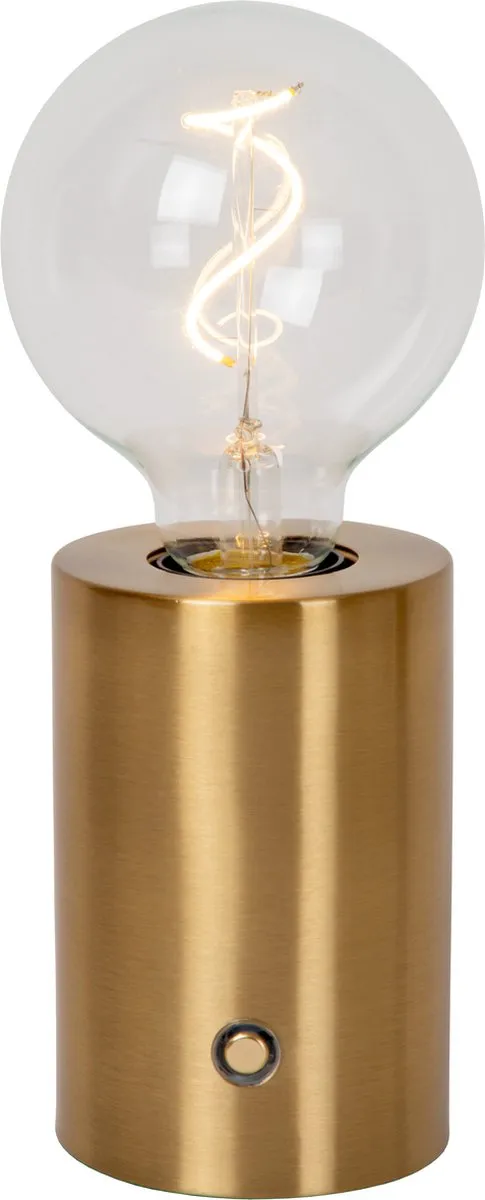 Lucide VIVO Oplaadbare Tafellamp Ø8cm - Mat Goud/Messing