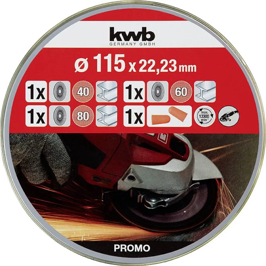 KWB Slijpset Ø115mm - 3x Slijpmoppen + Gehoorbeschermers 712062