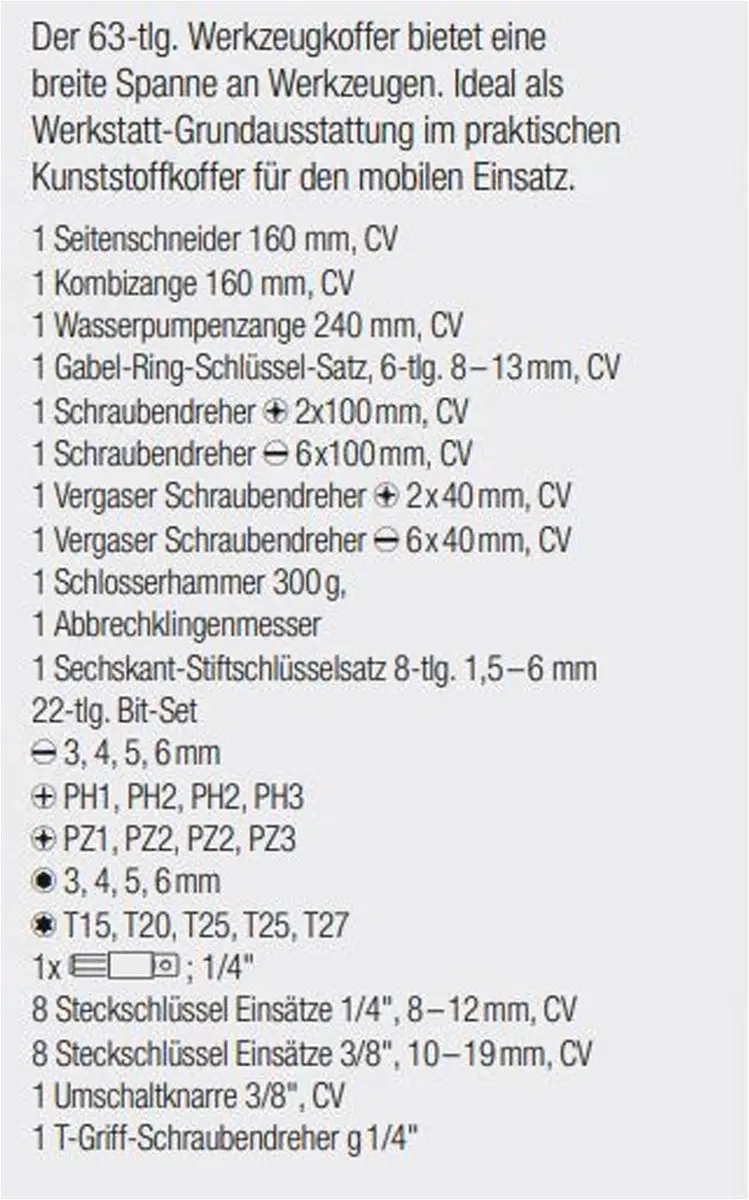 KWB 375500 Gereedschapskoffer - 64-delig - Grijs