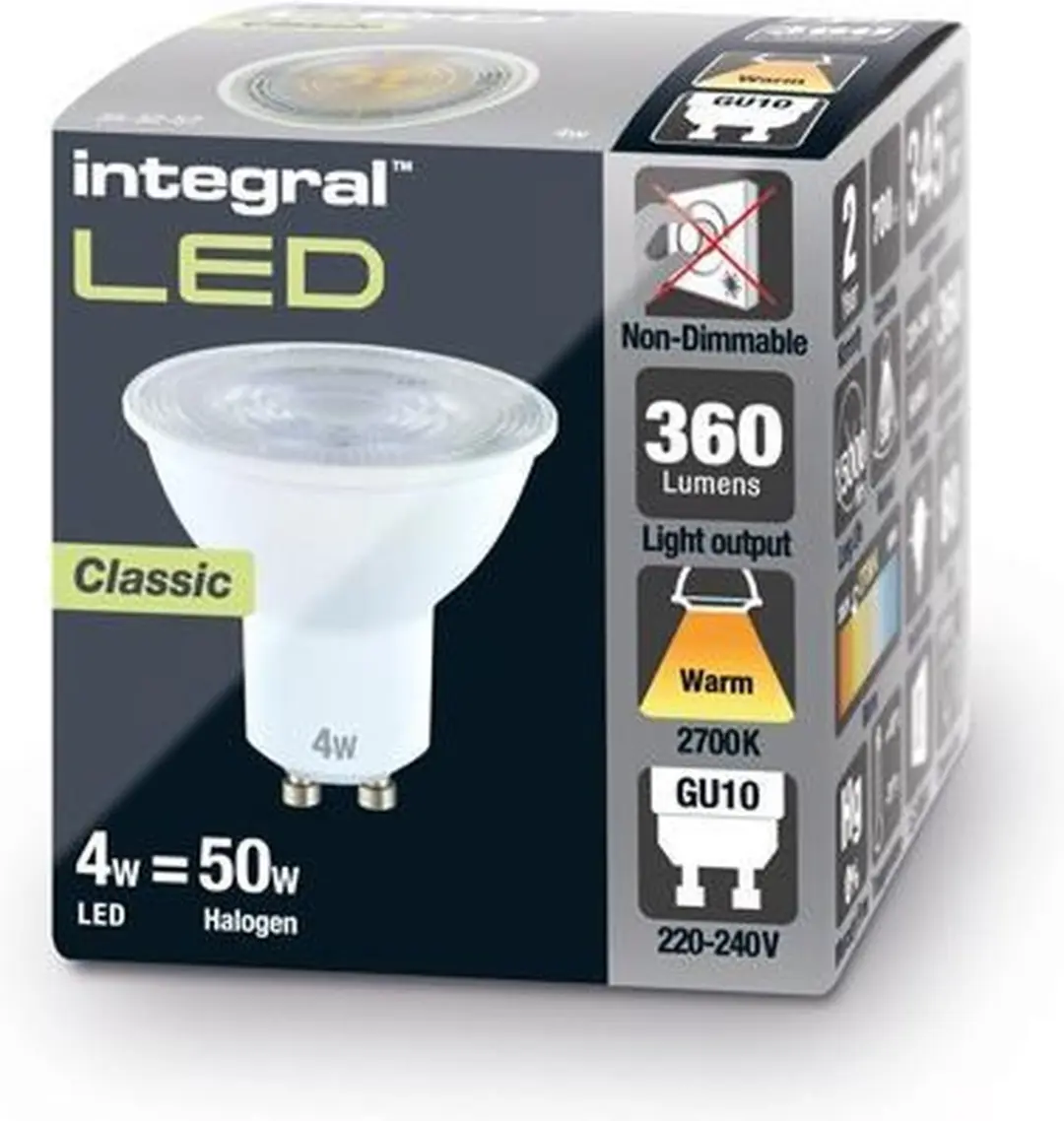 Integral GU10 LED Spot 3.6W 2700K - 10 Stuks