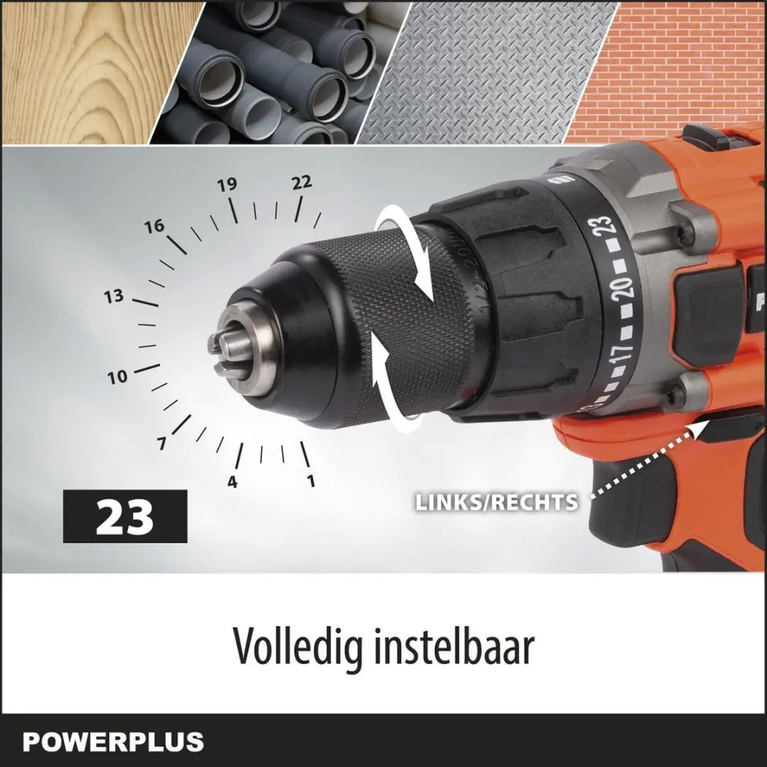 Powerplus POWDP15100 Accuboormachine 20V - 25mm Hout/10mm Metaal - afbeelding 6 van 6