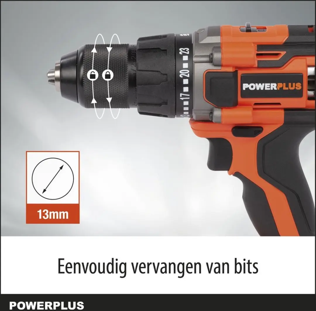 Powerplus POWDP15100 Accuboormachine 20V - 25mm Hout/10mm Metaal