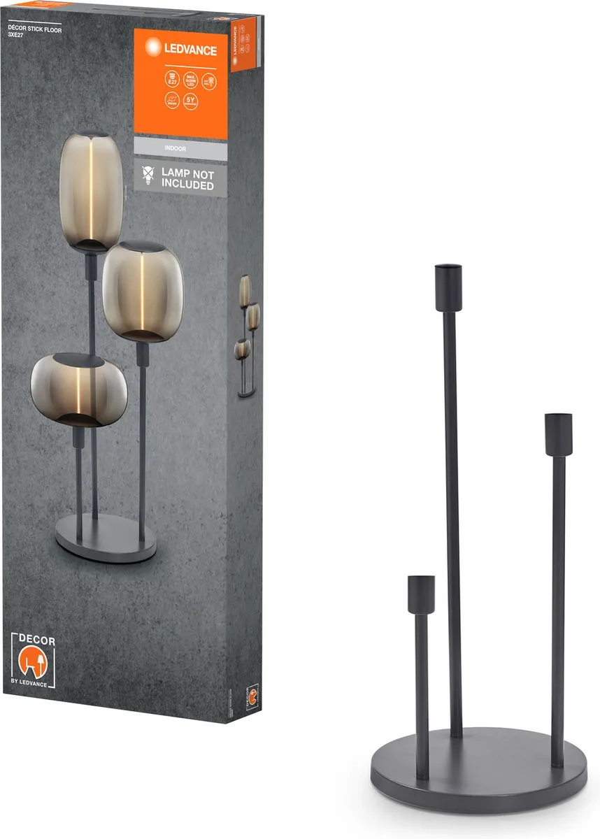 LEDVANCE Decor Stick Floor Grondlamp 3xE27 - Donkergrijs - afbeelding 3 van 6