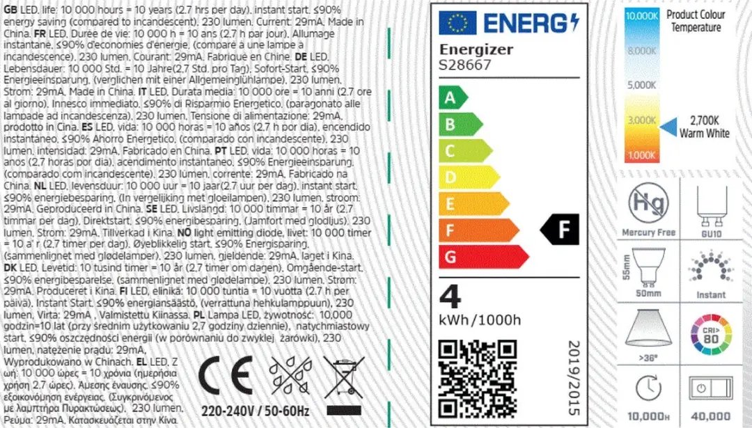 Energizer LED Kaarslamp E14 2,9W Warmwit Mat - 1 Stuk