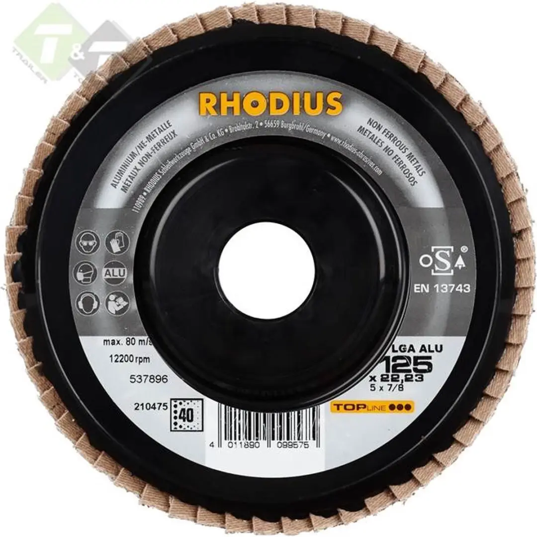 Rhodius Lamellenschijf Aluminium 125x22,23mm K-40