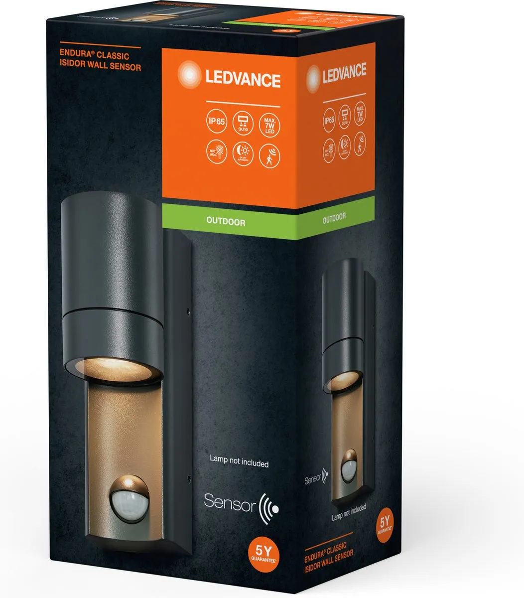 LEDVANCE Endura Classic Isidor W S Wandlamp GU10 - Donkergrijs - IP65