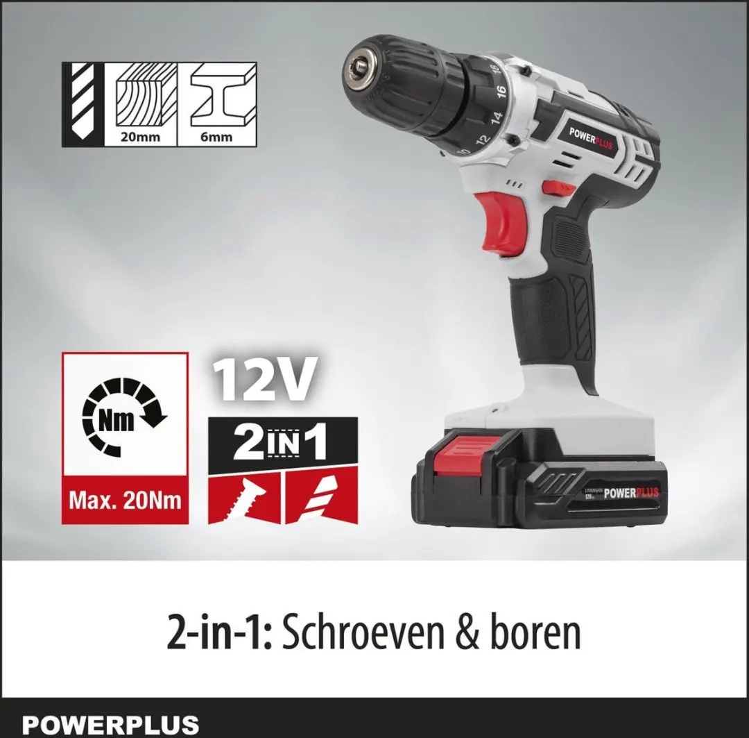 Powerplus POWC1051 Accuboormachine 12V - 1300mAh - 18 standen