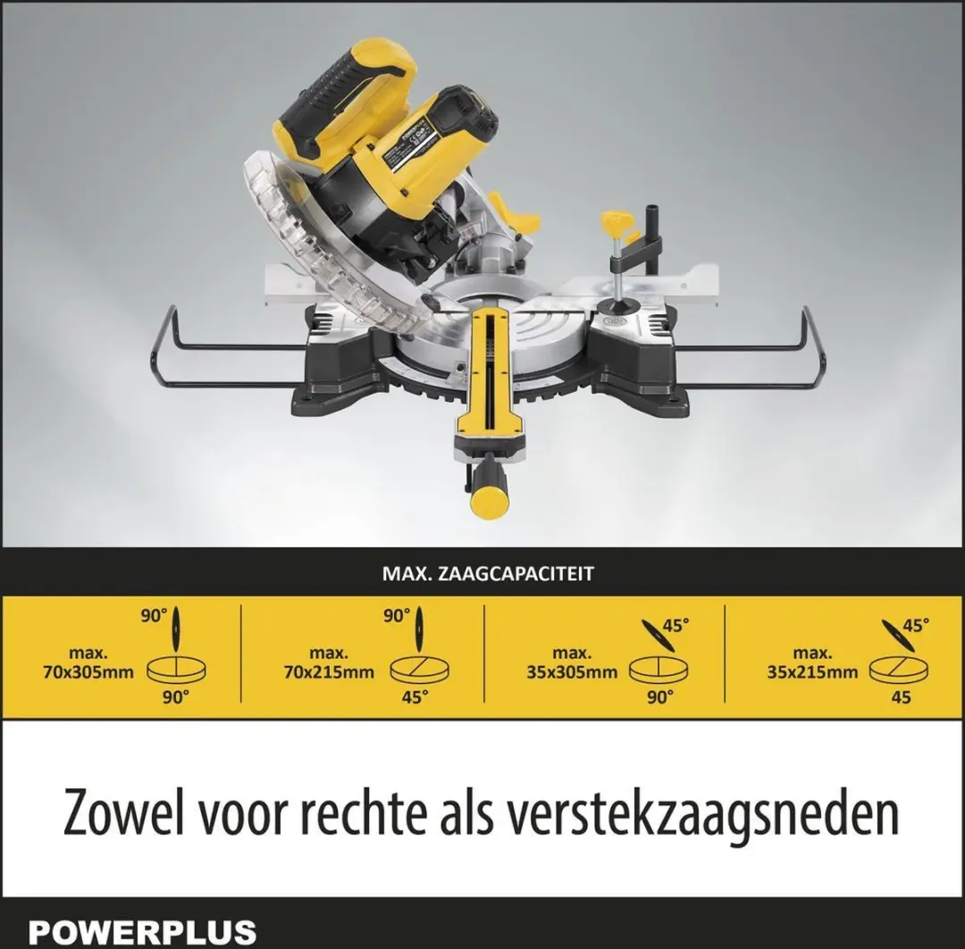 Powerplus POWX075710S Afkort- en Verstekzaag 1600W - 210mm