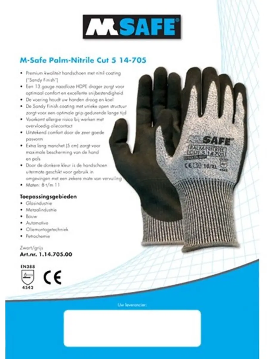 Oxxa Protector 14-705 Handschoenen - 12 Paar XL - Zwart/Grijs