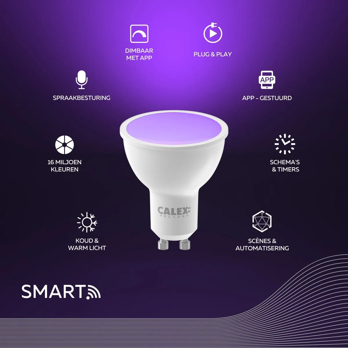 Calex Slimme LED Lamp GU10 RGBW 4.9W - Mat - 4000K