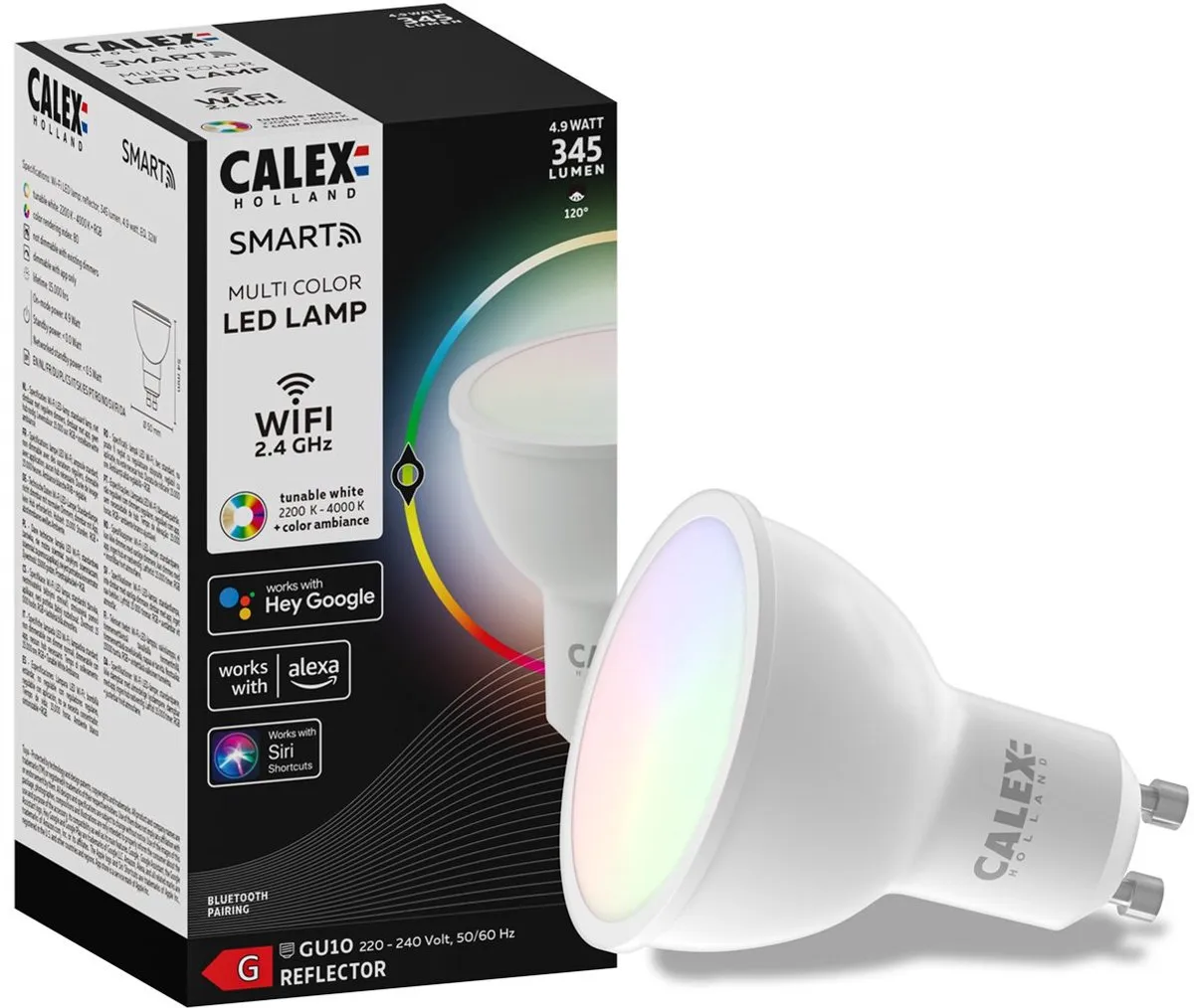 Calex Slimme LED Lamp GU10 RGBW 4.9W - Mat - 4000K - afbeelding 6 van 6