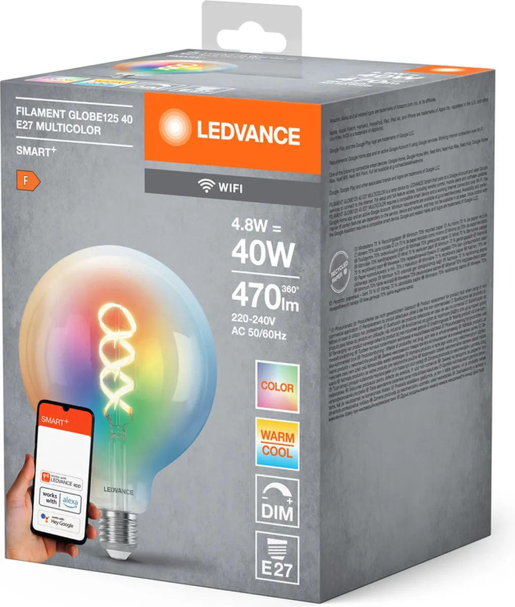 LEDVANCE SMART+ WIFI E27 RGBW 4.8W - 4 Stuks