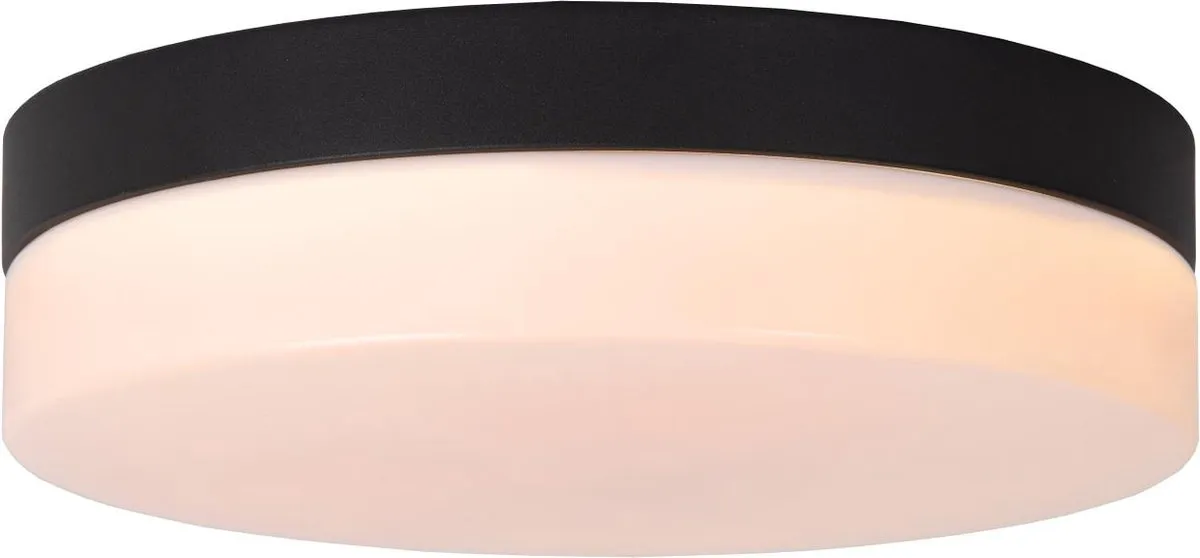Lucide BISKIT Plafondlamp Badkamer - Ø23cm LED 12W 2700K IP44 Zwart