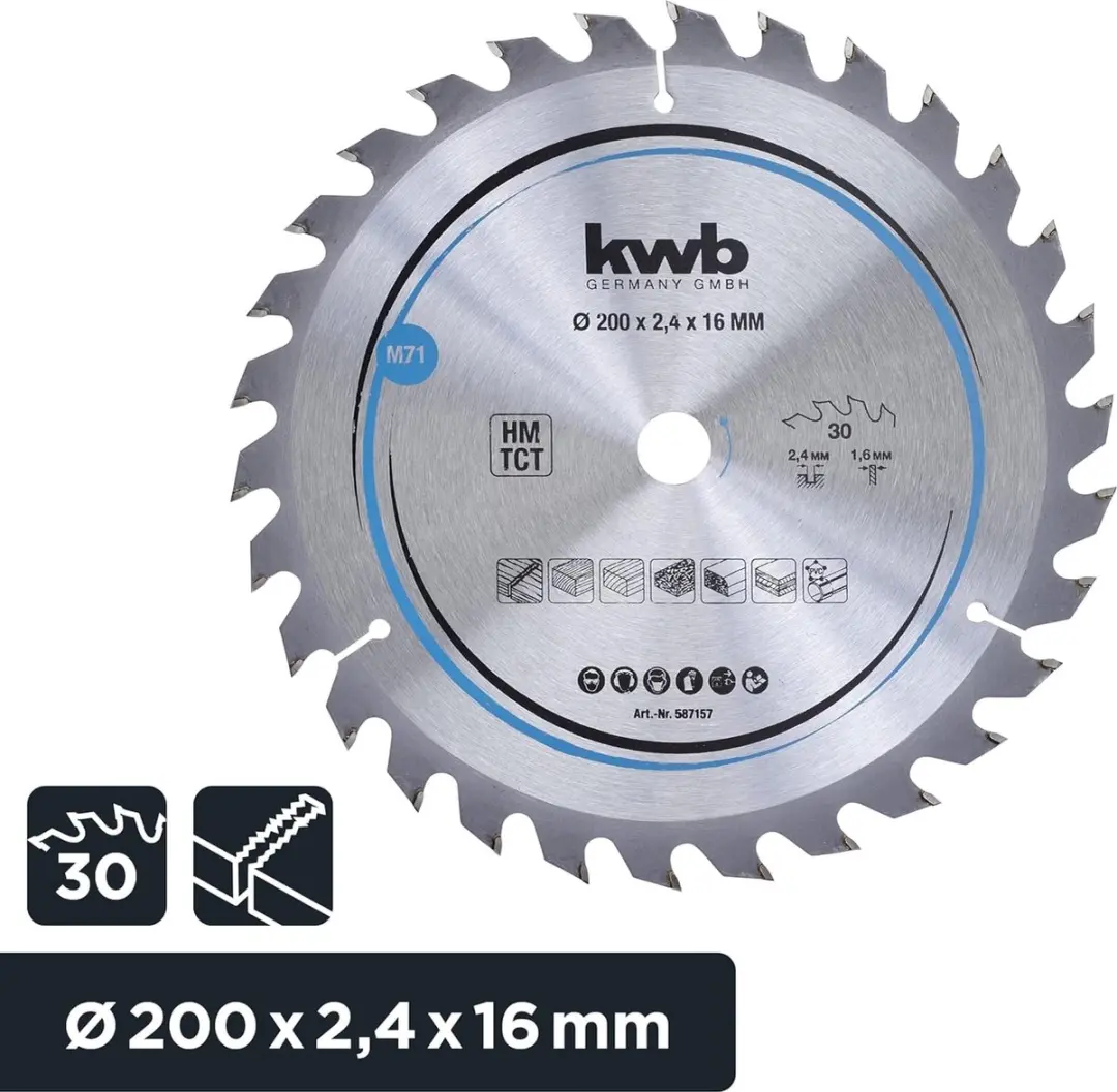 KWB Cirkelzaagblad 200x16mm - 30 Tanden - Hardmetalen