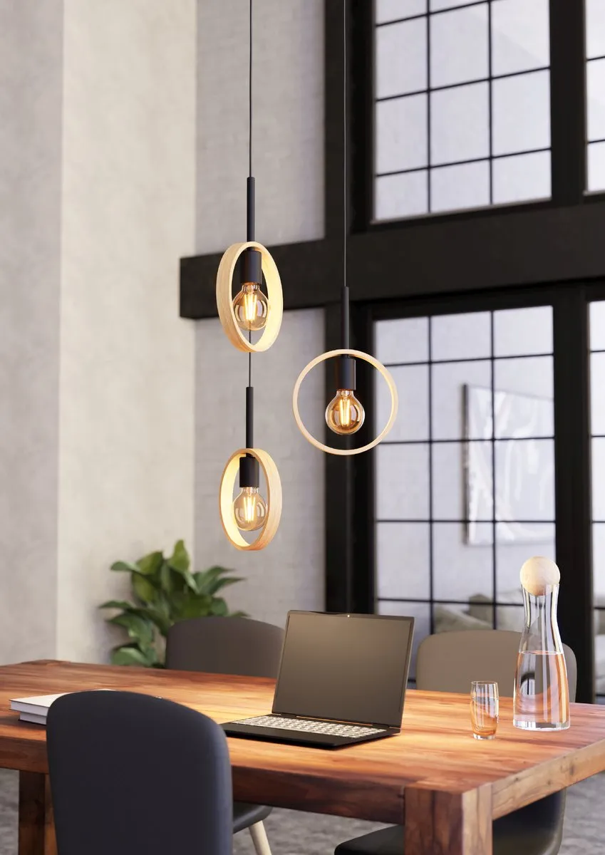 Eglo Ipsden Hanglamp E27 - 5 Lichthoorns - Ø30cm - Zwart